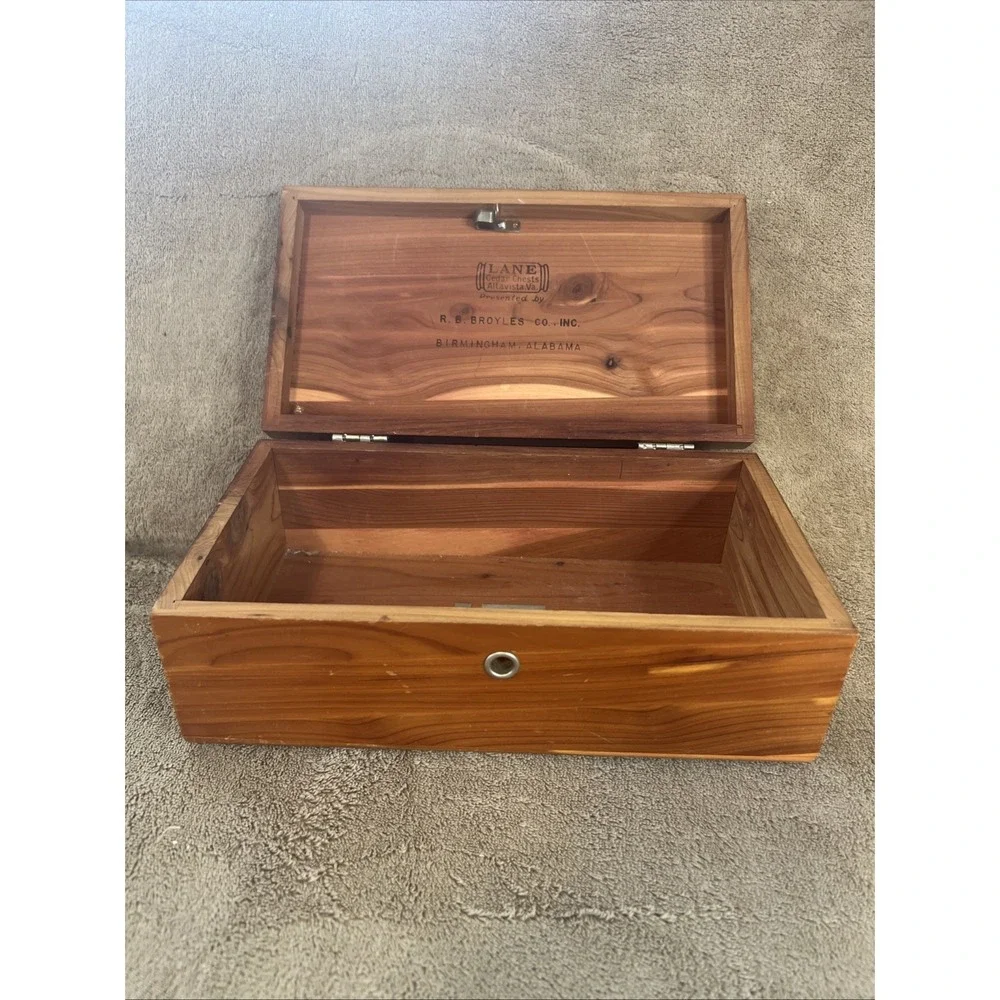 Vtg 1920s Lane Miniature Cedar Chest - R.B. Broyles Birmingham AL Address - Wood